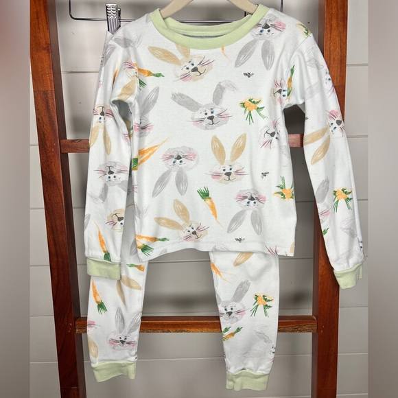 Burt's Bees, 5T, Bunny and Carrot Kids Pajama Set - White, Blue and Green - Picture 7 of 10